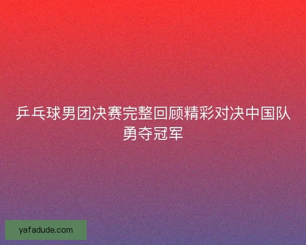 乒乓球男团决赛完整回顾精彩对决中国队勇夺冠军