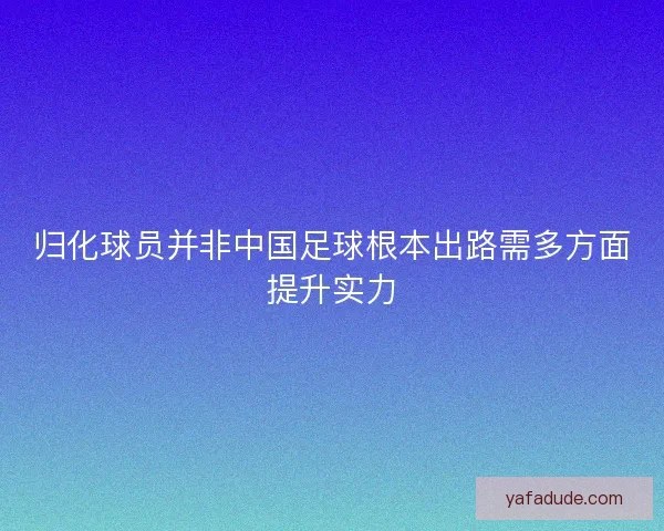 归化球员并非中国足球根本出路需多方面提升实力