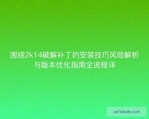 围绕2k14破解补丁的安装技巧风险解析与版本优化指南全流程详
